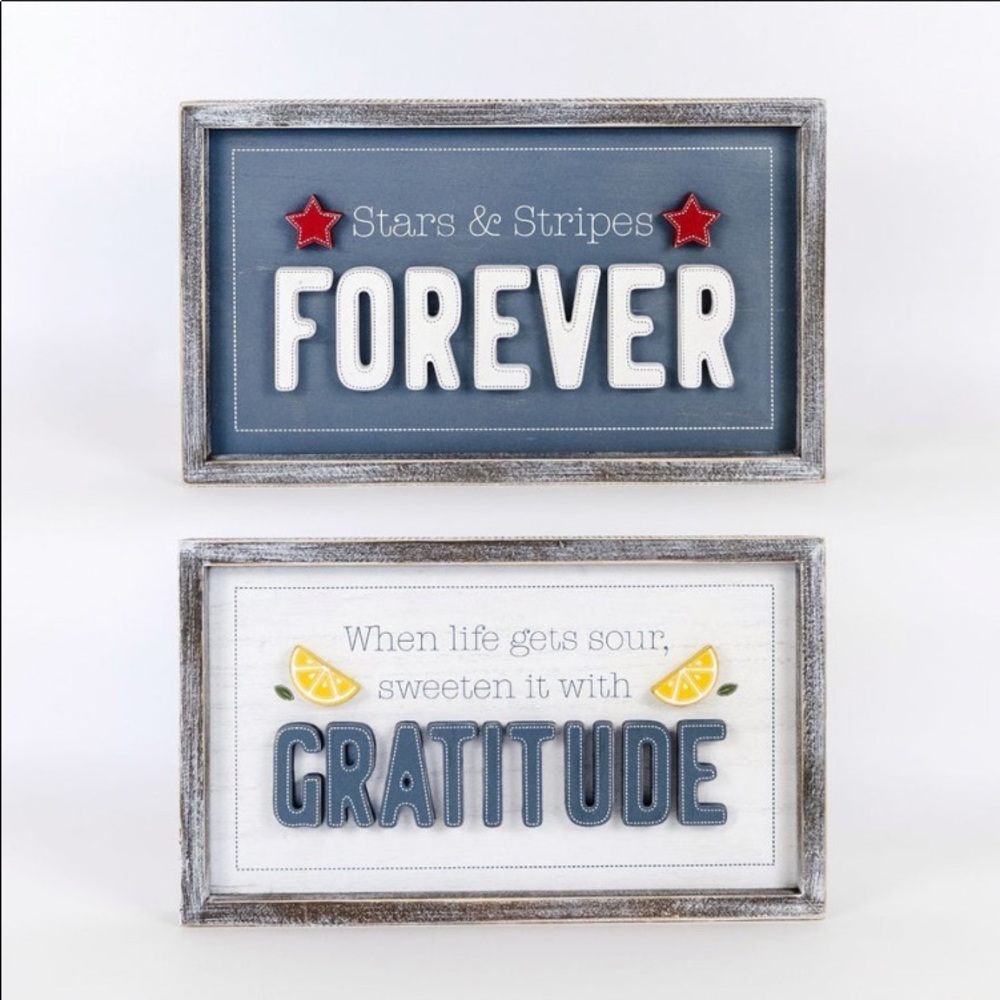 Reversible Wooden Sign Gratitude/Stars